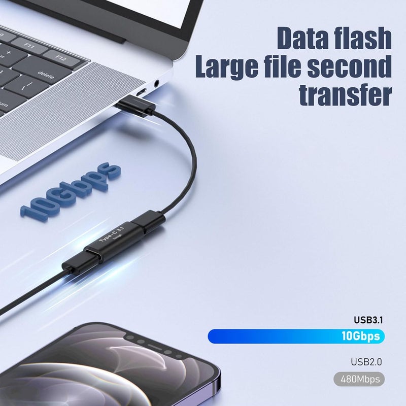 Pastall 10 حزمة محول USB C أنثى إلى أنثى. موسع USB C. موصل USB C يدعم نقل البيانات حتى 10 جيجابت في الثانية وشحن سريع 100 واط. متوافق مع Thunderbolt 4/3 يدعم فيديو 8K@60Hz. - Image 4